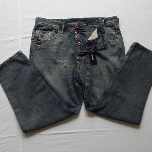 Men’s DIESEL NARROT Tapered Leg Cropped Jeans Wash 084VE Faded Ripped  Sz 32 NWT